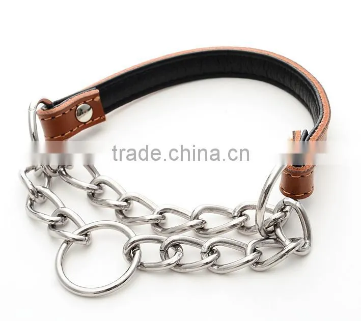 wholesale dog leather chain collar for pets