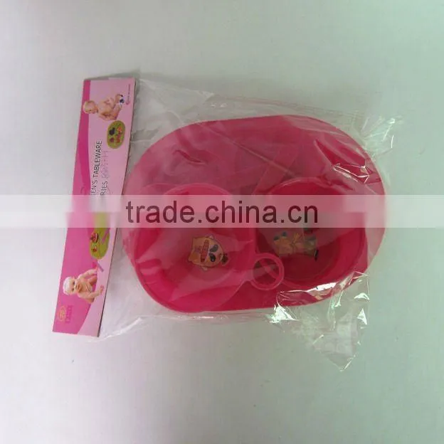 4pcs plastic oval plate picnic tableware set