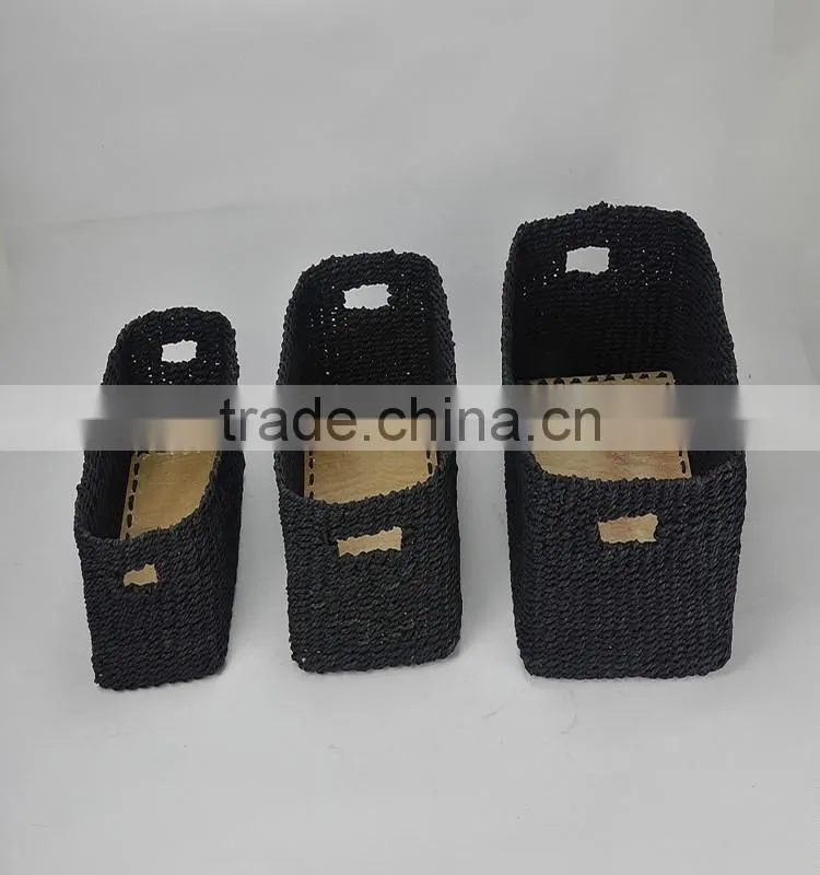 SD Folding mini rattan wicker baskets with handle for storage
