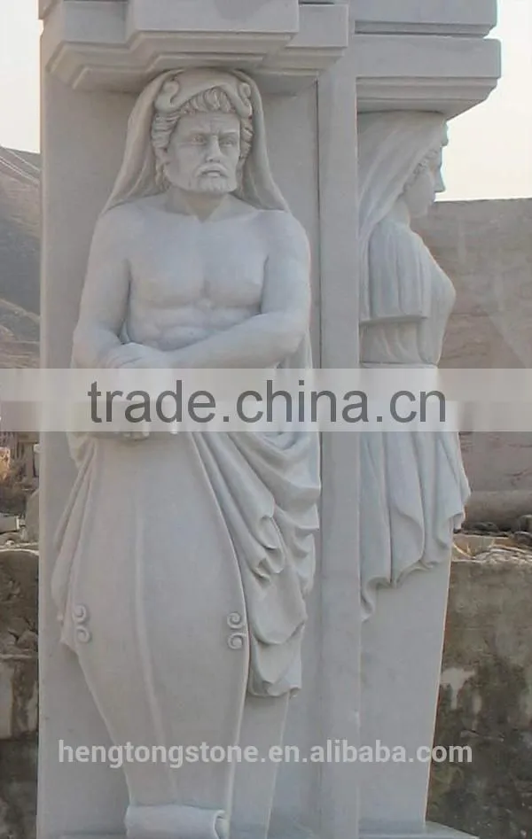 Decorative White Marble Stone Arch Door Surround with Figure Design