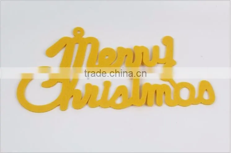 40cm non-woven fabrics yellow english letters cards Merry Christmas letters The Christmas tree decorations