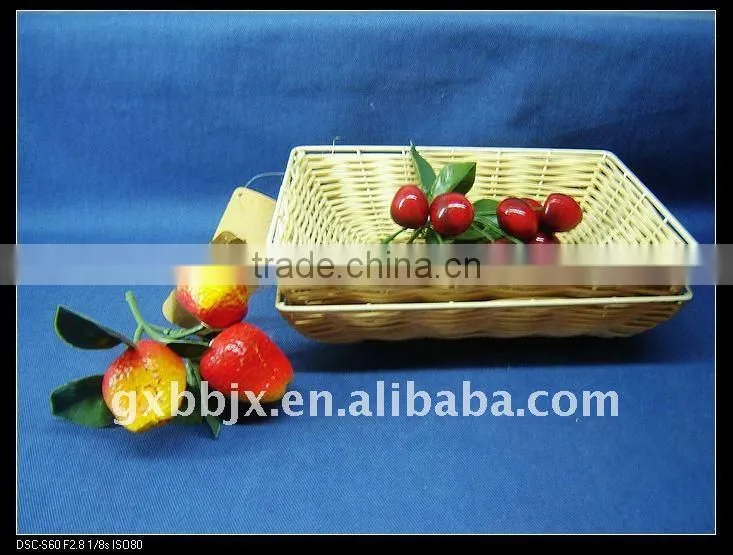 Rectangle rattan woven iron frame storage kitchen plate