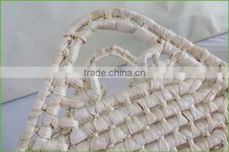New design natural tote handle maize material straw bag