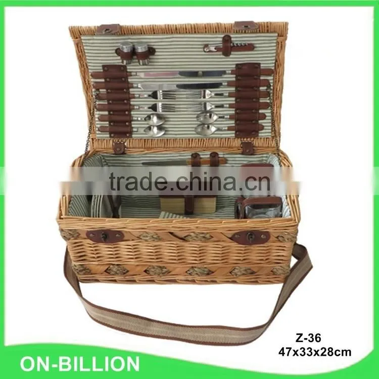 Custom willow picnic basket with shoulder strap
