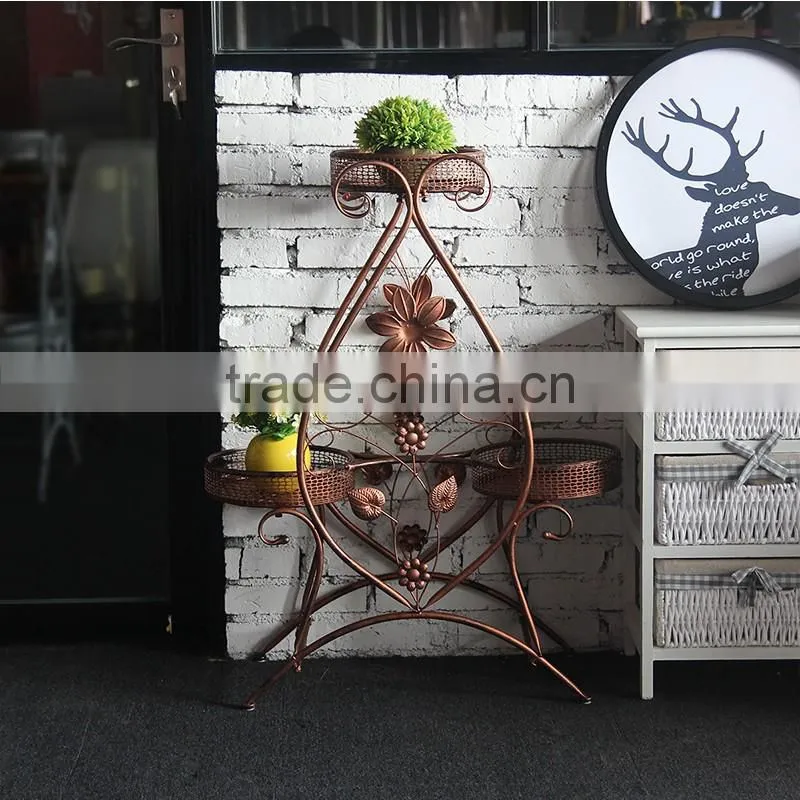Elegant European Style Cart Design 6 Tier wrought Metal Planter / Flower Pot Holder Display Rack Stand garden decor