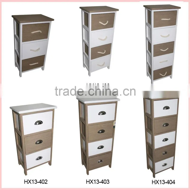 Wooden Storage Cabinet With 4 Paper String Drawers For Bedroom Furniture