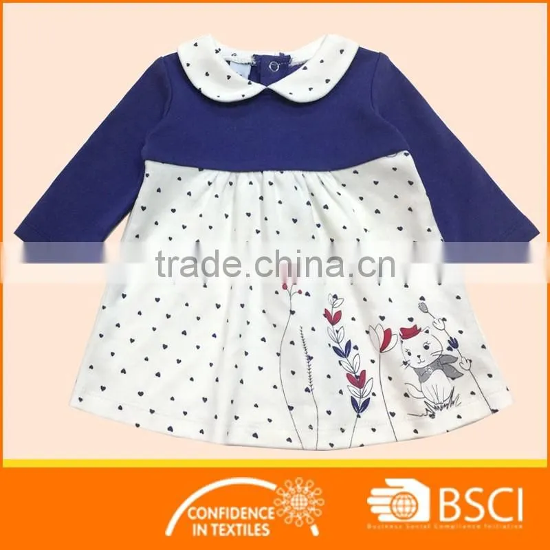 2017 high-end custom baby clothing children one piece girls party dresses with embroidery