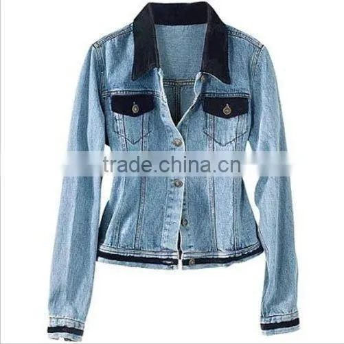 100% Cotton Blue Women Denim Jacket