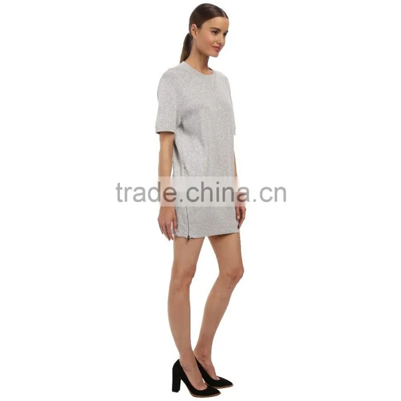 lastest short silver evening dress round neck dress pattern