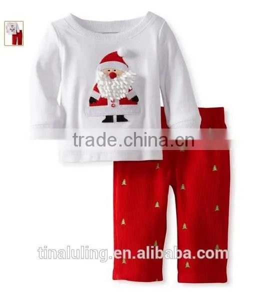 Fashion Lovely and Cute Santa Claus Pattern Clothing sets for girls Childrens boutique clothes
