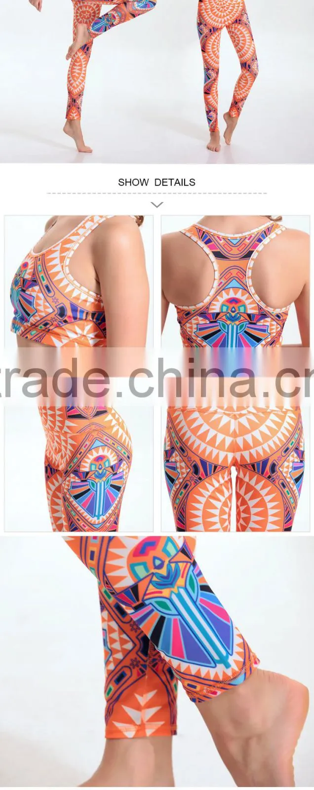 HSZ-YD46009 Private Label Womens Fitness Apparel Wear Colorful Tight Yoga Pants Sexy Tank Tops 2017 New Mix Leggings Wholesale