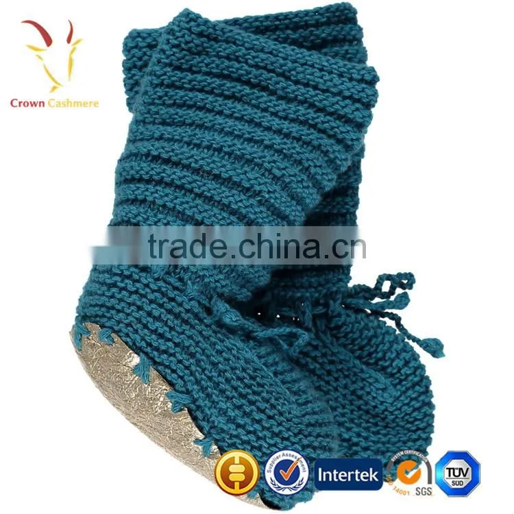 Booties Gold Folded Front Hand Knit Wool Cashmere Booties