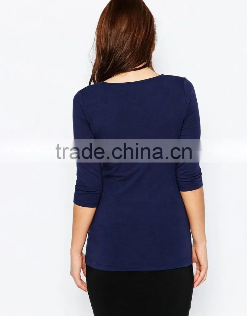 Comfortable fashion short sleeve knitted fabric maternity clothes