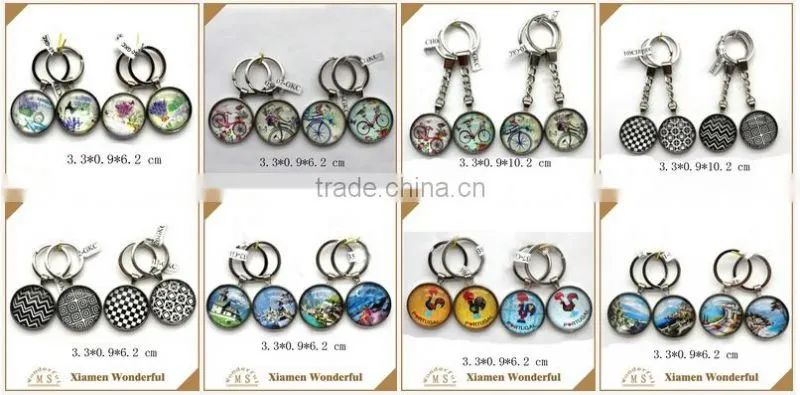 new arrival round shape OEM glass keychain for wholesale