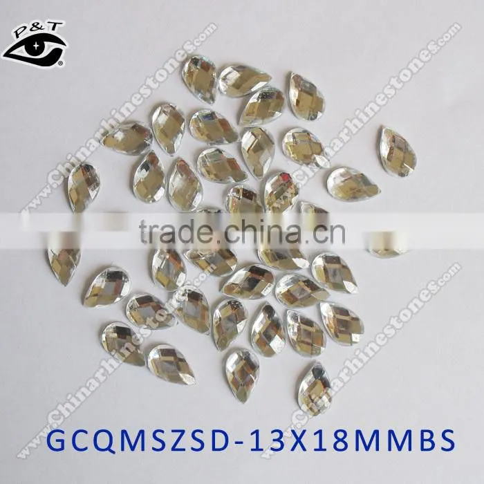 Hot fix acrylic rhinestone faceted epoxy stones drop shape 13x18mm drop stones