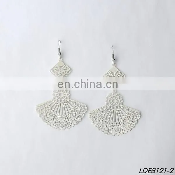 Filigree earrings metal painting fan earrings