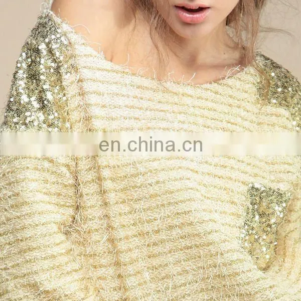 fall sequins loose short women pullover sweater
