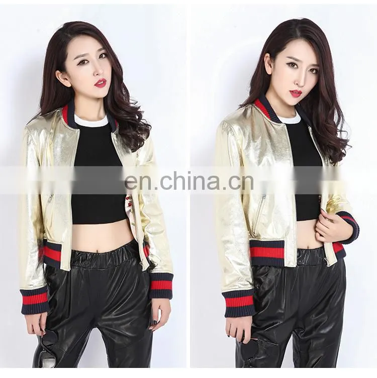Women Autumn 2016 New Motorcycle Leather Coats Short Korean Version of Slim Real Leather Coat Female