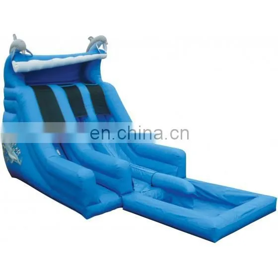 dual dolphin super splash inflatable slide with pool
