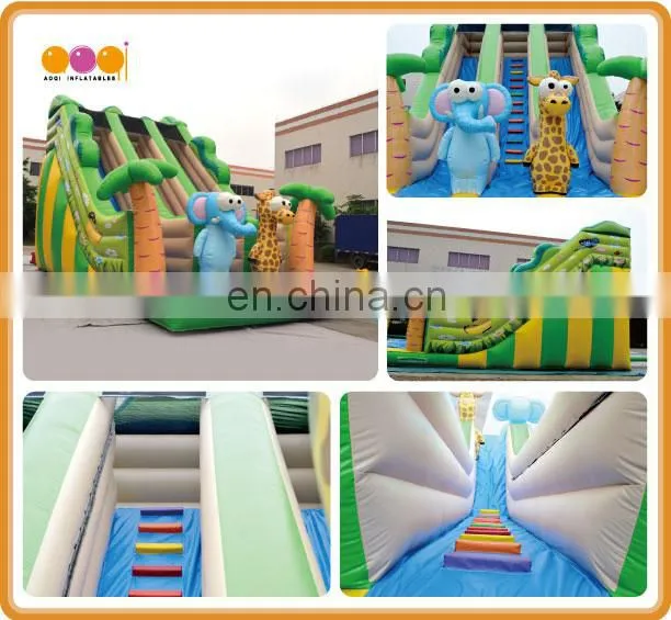 AOQI newest inflatable toy China high quality elephant inflatable slide with double slide lane for sale