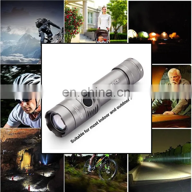 wholesale price build in Lithium-ion battery rechargeable led flash torch night light with socket