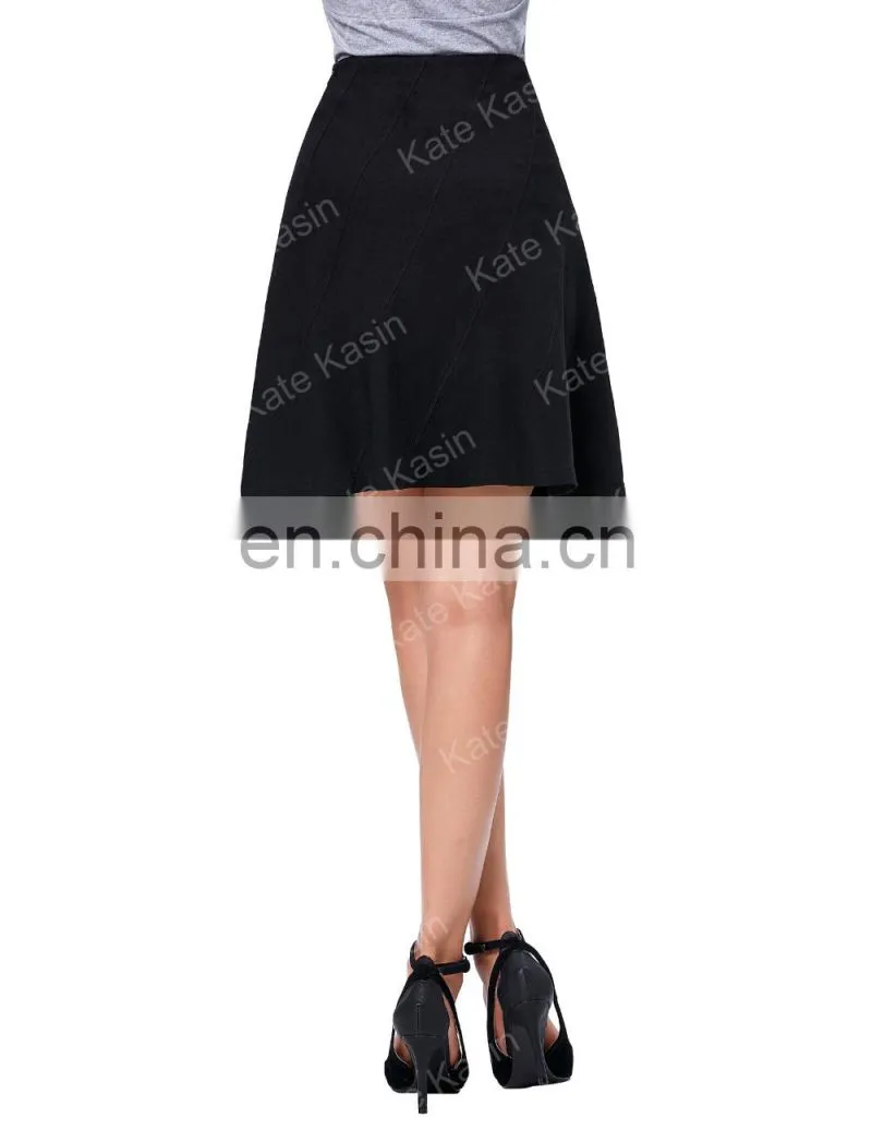 Kate Kasin Multi Panel Scallop Seam High Stretchy A-Line Skirt KK000291-1