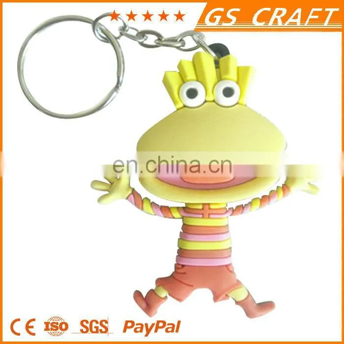 Best selling rubber key chain/rubber souvenir fruit bottle shaped pvc keychain
