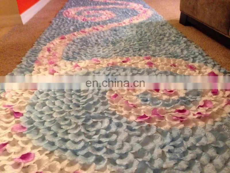 Blue & White Silk Rose Petal Aisle Runner