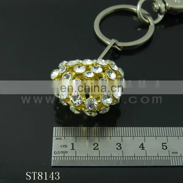 Fashion Heart Shaped Metal Keychain with Crystal Diamond for Wedding Gift