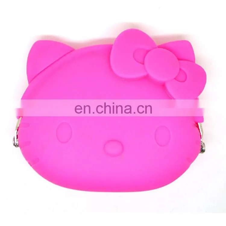 Customized Women Gentle Cartoon Piggy Coin Bank Case Metal Clip Silicone Wallet Purse