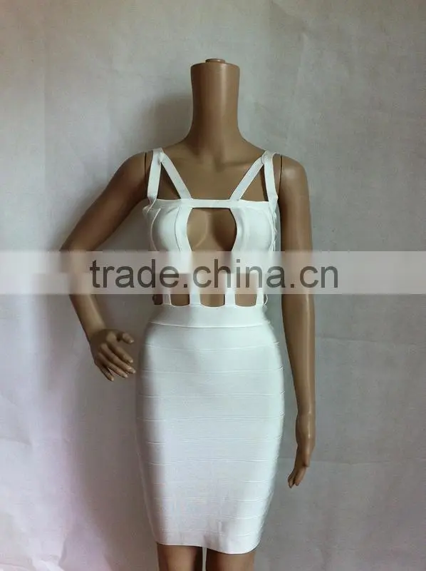 Summer dress Wholesale high quality sey and elegant fashion Ladies cutout strap black white red blue evening party bandage dress