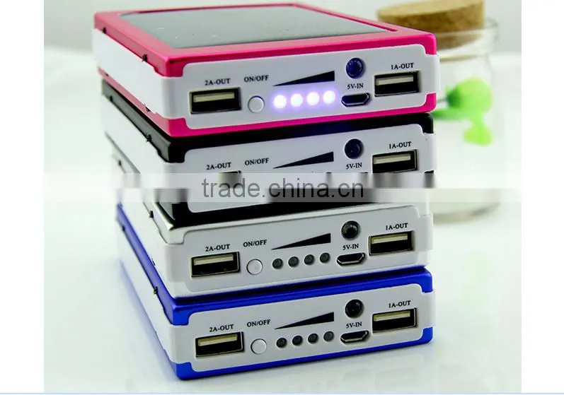 HOT-SELL 2usb output power bank with solar power charge for 20000mah popular solar charge power bank 20000mah