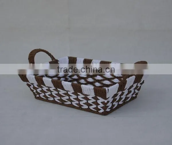 handmade rectangular paper basket with handle