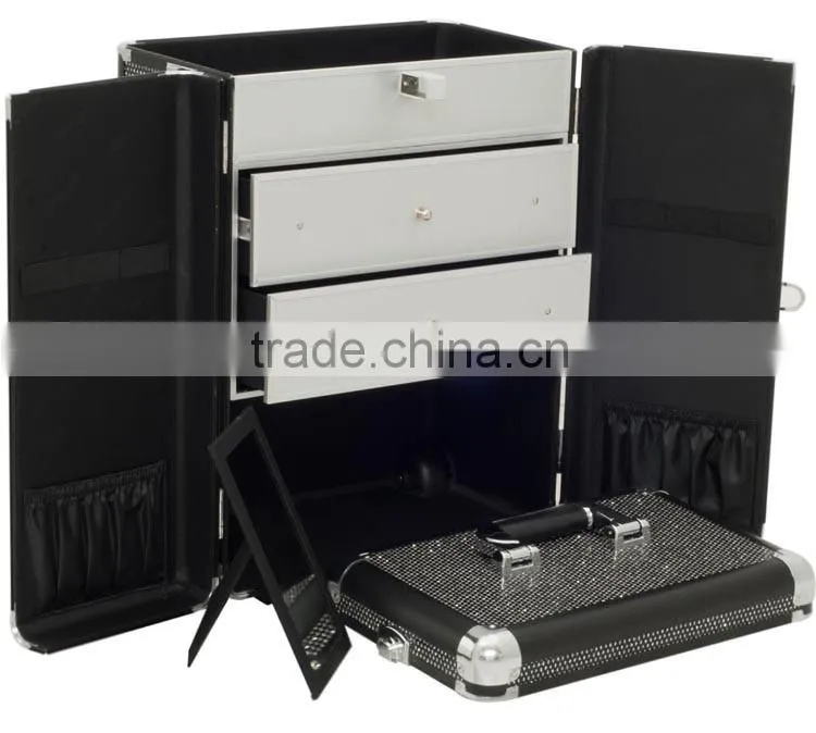 Professional Makeup Cosmetic Rolling Train Case Organizer Storage case,beauty makeup vanity case trolley case