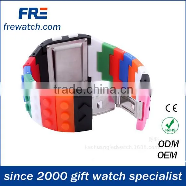 hot selling eco-friendly plastic watch with digital movement fashion plastic rainbow watch