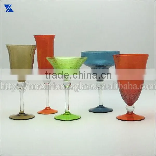 navy blue margarita glass with clear stem