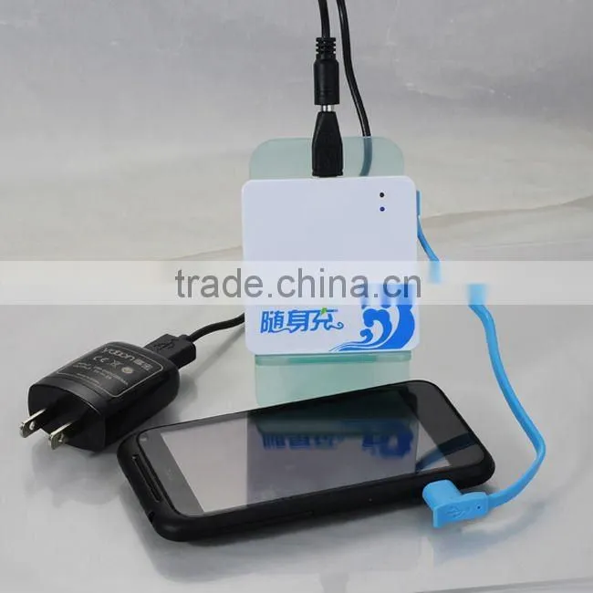 Small and exquisite 5v emergency power bank charger with a built-in Micro USB cable for smartphone, MP001