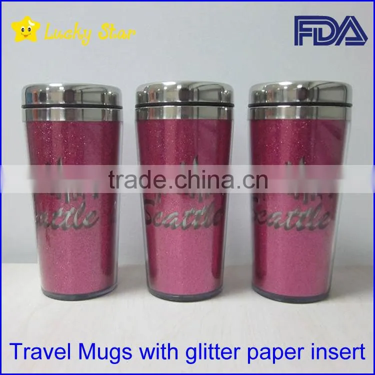 16OZ Travel car Mugs with all kinds of paper inserts FDA standard