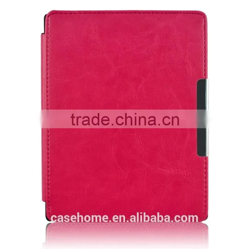 Smart side open style leather case cover for Kobo aura 6" ereader