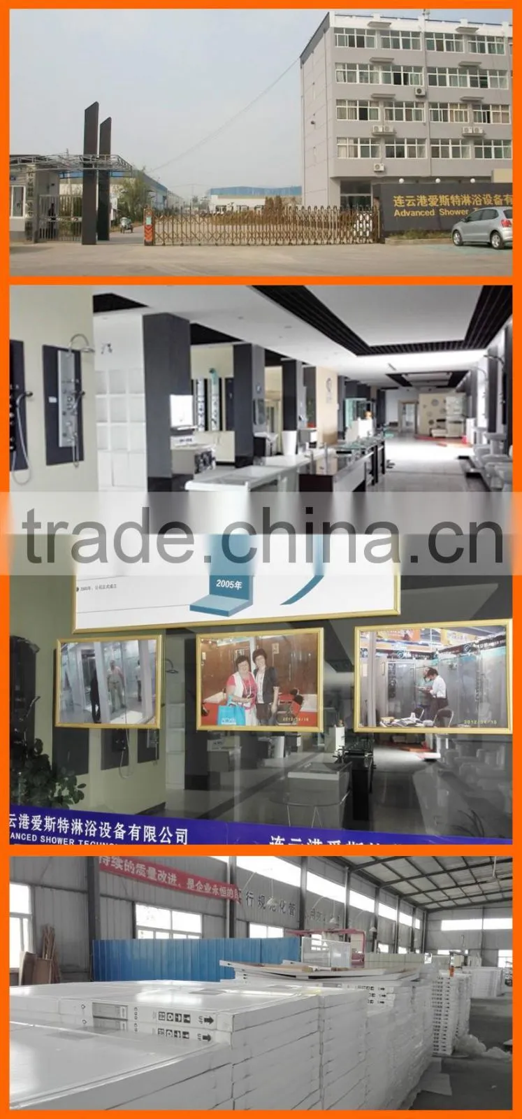 smart bathroom tempered glass 3 panel sliding shower enclosures door