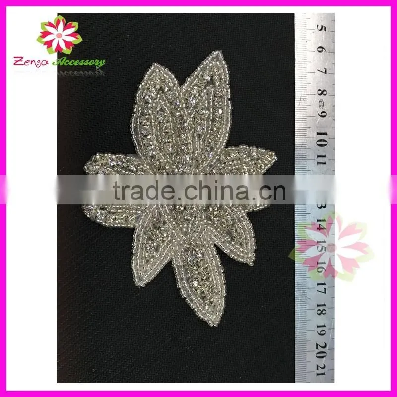 bridal beaded appliques,silver rhinestone applique wholesale,appliques for headband for sash