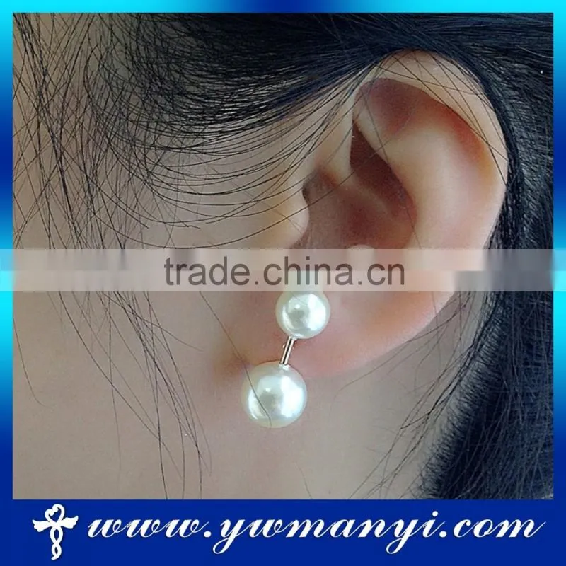 Yiwu factory wholesale newest double pearl earring jewelry for girls