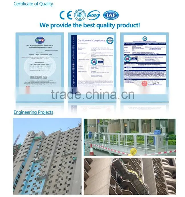 zlp630-A aluminium alloy construction elevator platform / hanging elevator platform for sale