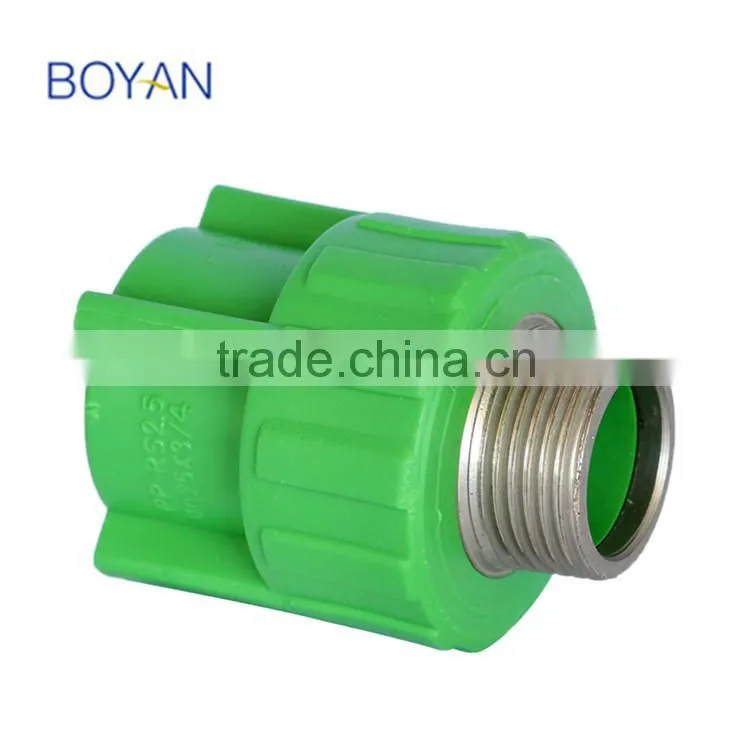 chinese manufacturer taizhou plastic ppr pipe fitting green brass male adaptor