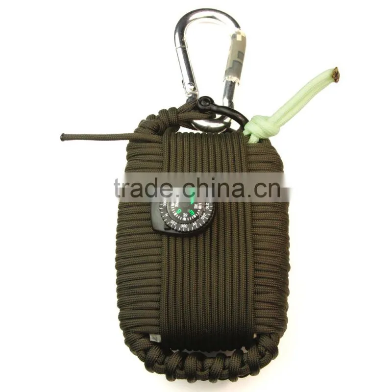 Paracord Emergency Outdoor Survival Kit with Carabiner