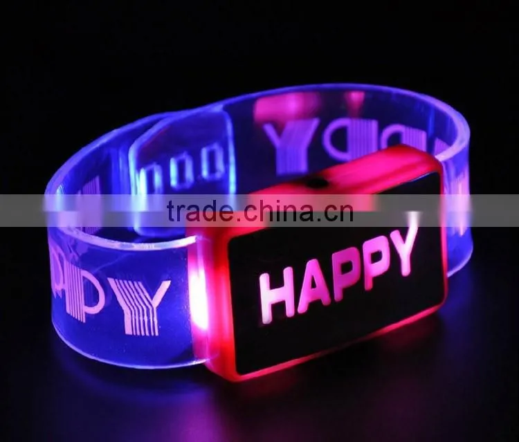 Various Color Custom Logo Flashing Led Silicone Wristband
