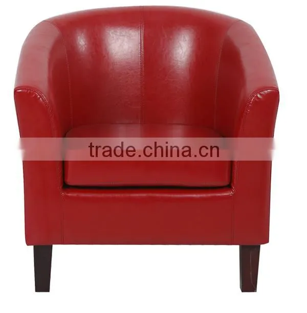 2014 hot sale single seater sofa chair/red leather tub chair/living room sofa /wood sofa design K-1603