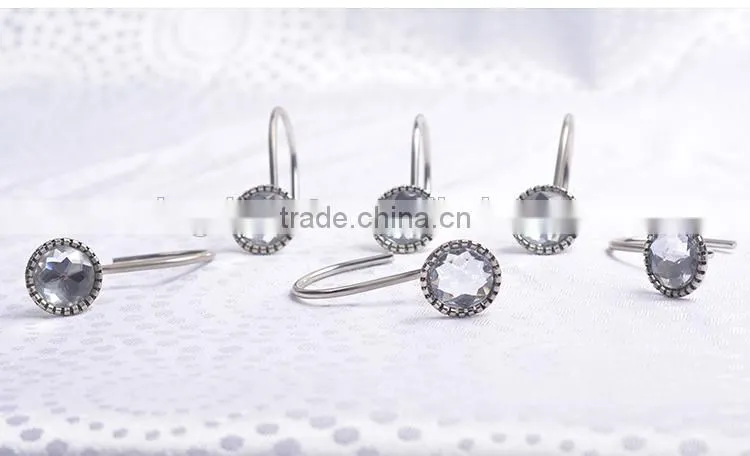 factory direct sale high quality metal shower curtain hooks / Polished Chrome Metal bathroom shower curtain hooks/curtain hooks