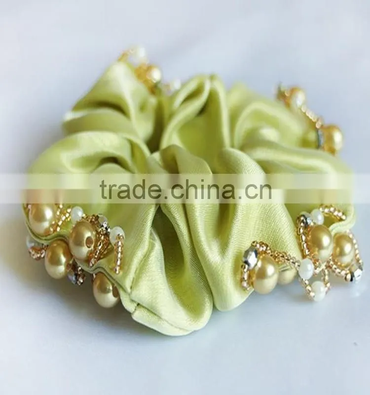 white Velvet polka dot Scrunchy Ponytail Holder Hair Accessories for girls