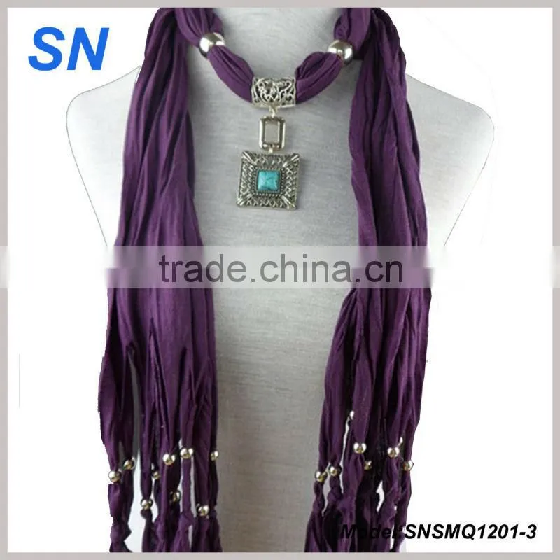 Latest fashion new design pendant jewelry scarf